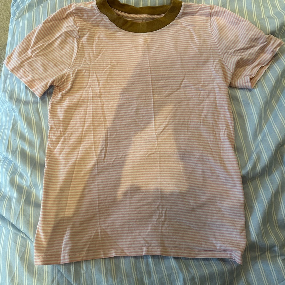 Madewell Kids Pink and Brown Striped Tee